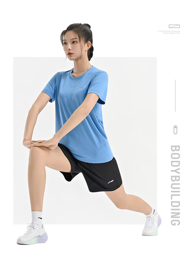LI-NING Table Tennis Sports Set Unisex Running Short Sleeve Badminton Sportswear Comfortable Quick-Dry Fitness Training Clothes 10