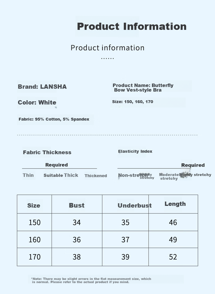 LangSha Children's Vest-Style Underwear, Girls' Training Bra for Puberty, Camisole Bralette for Young Girls, White Bow Tie, Size 150 6