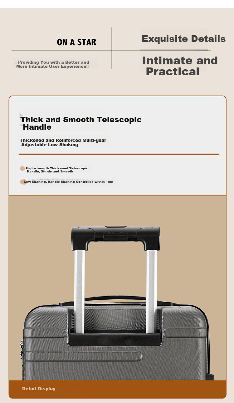 JEVI Large Capacity Suitcase for Men And Women, Quiet Wheels, 20-Inch Durable Travel Luggage with Password Lock And Leather Trim 5