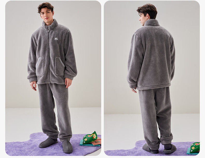 Fenteng Coral Fleece Couples Pajamas Autumn Winter Thickened Set Women's Wearable Flannel Men's Homewear 3