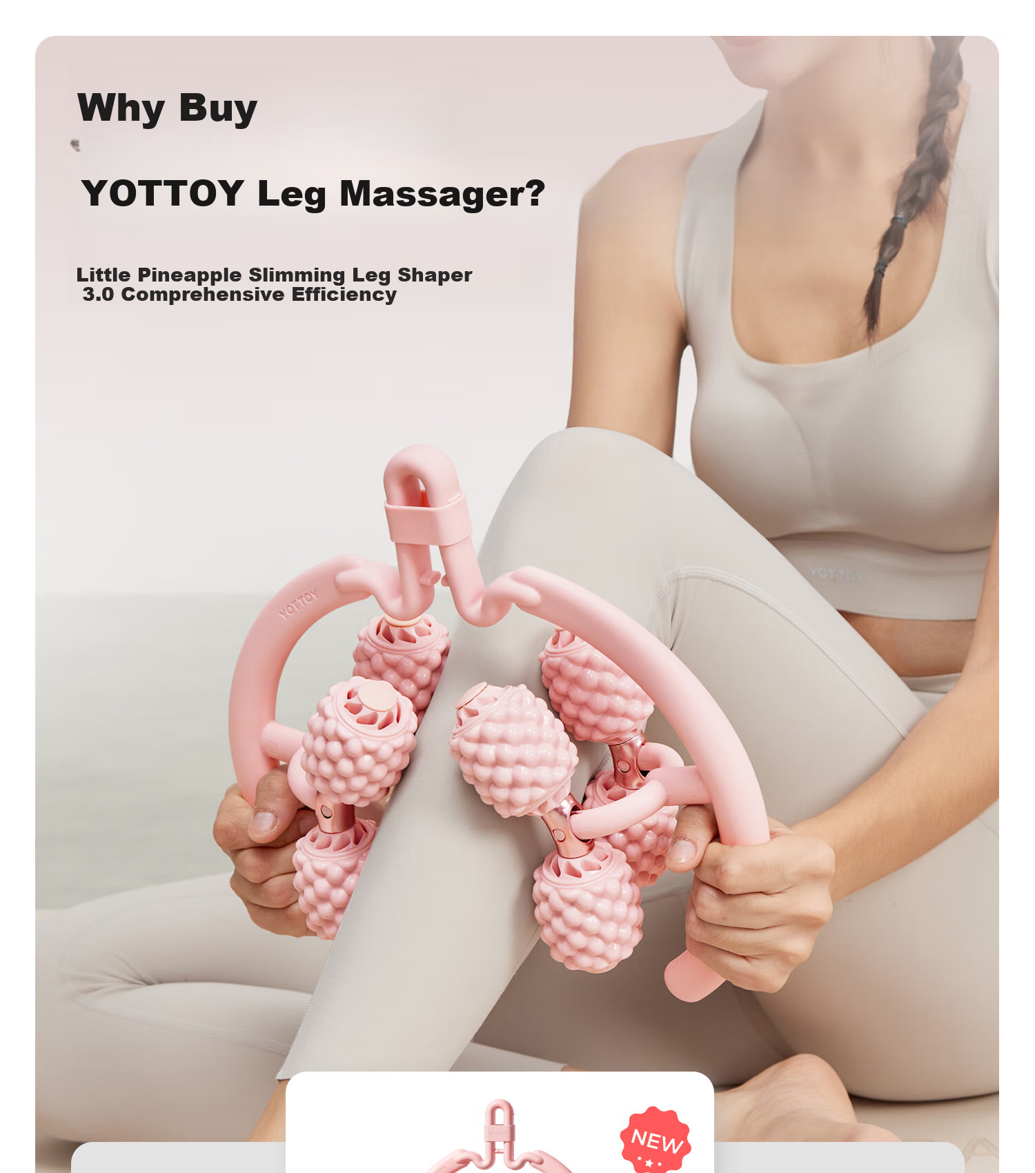 Yottoy 8-Wheel Circular Leg Massager Roller, Muscle Relaxation Professional Thigh And Calf Slimming Wheel, Multifunctional 2