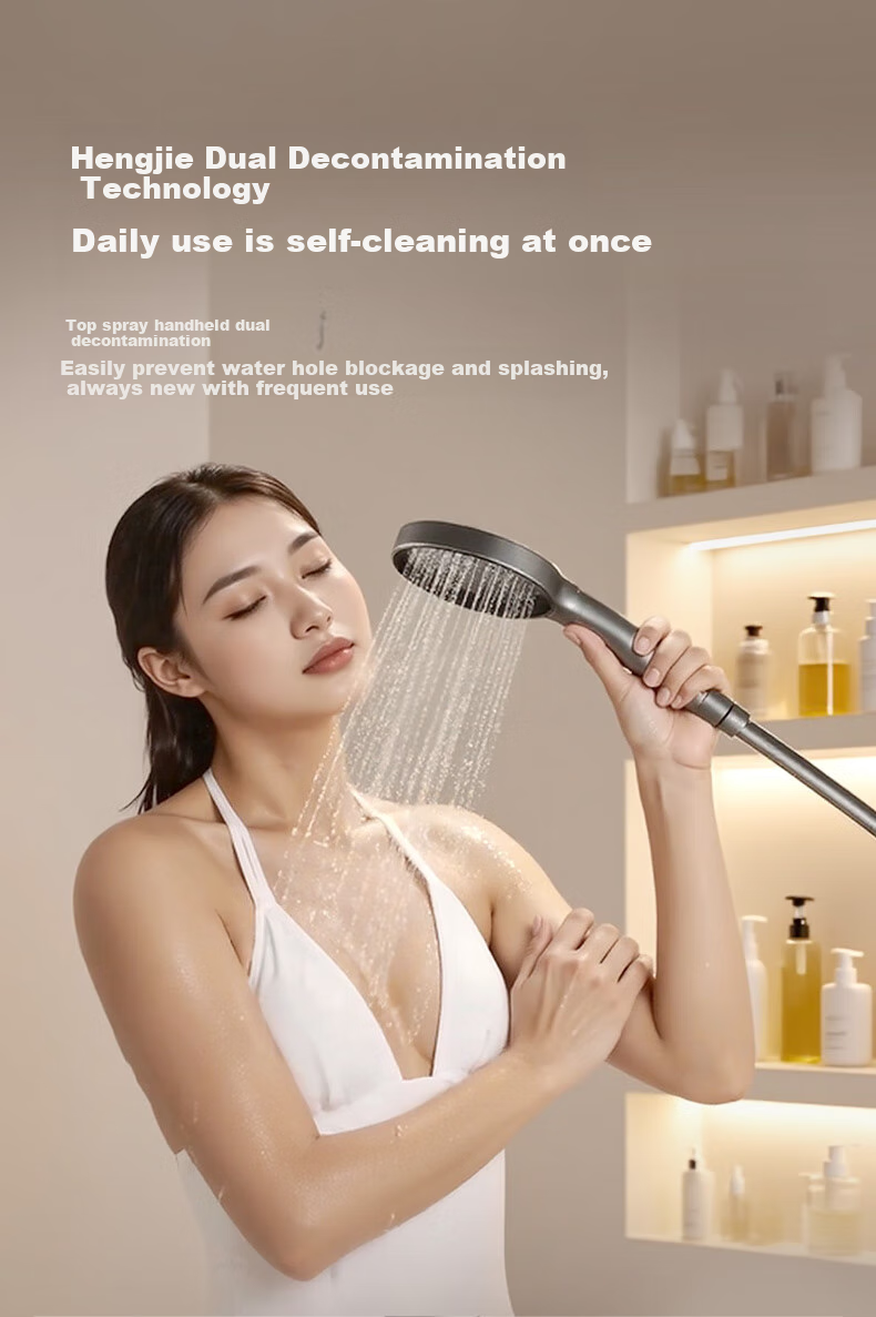 HEGII Shower Head D45, Descaling Self-Cleaning Square Tube Bathroom Shower Set DMF956B-334C 9