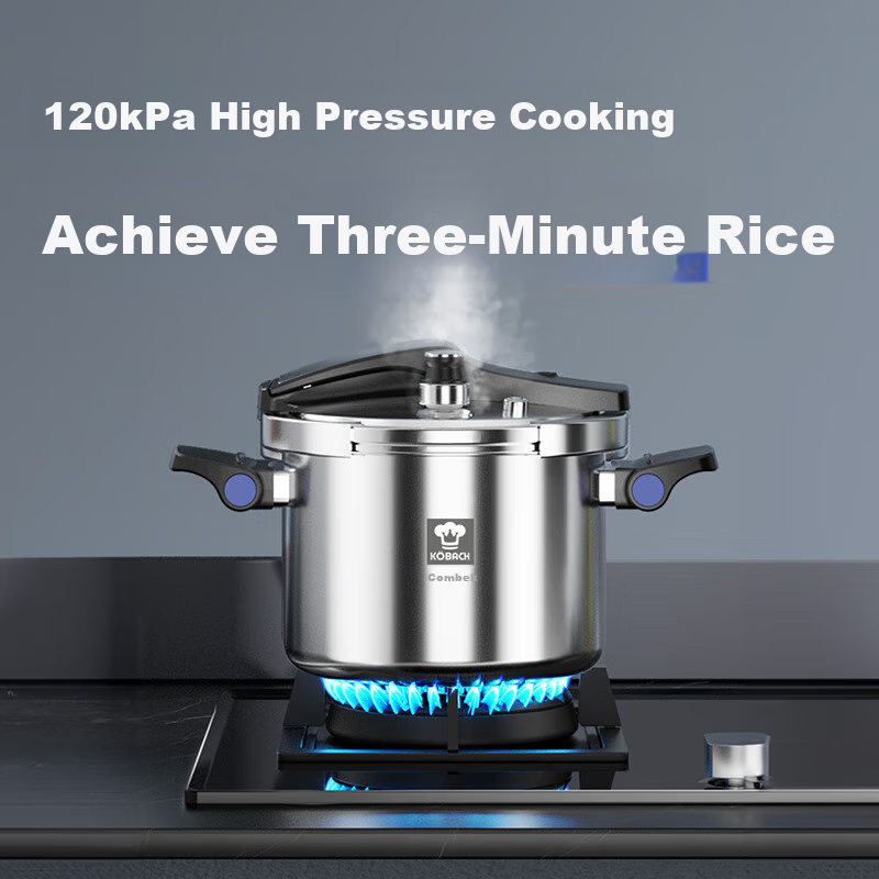 KOBACH German-Style Pressure Cooker, 304 Stainless Steel, Multi-Layer Explosion-Proof, One-Handed Opening And Closing, Foldable, Can Stand Or Be Placed in Dishwasher