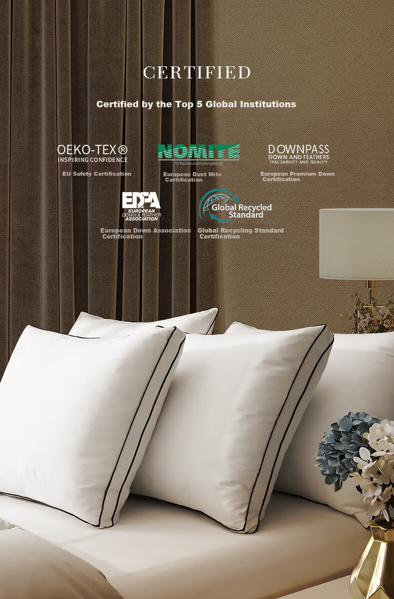 Canasin down Pillow, Five-Star Hotel Pillow Core, 95% Canadian White Goose Down Pillow Core, Single Pack, 74*48cm Low Pillow 14