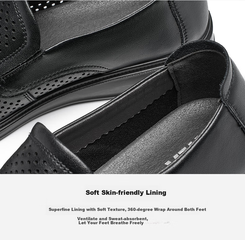 HLA Men's Leather Shoes, Business Casual Breathable Slip-On Sandals for Men HAAPXM2FBH182 Black Size 43 9