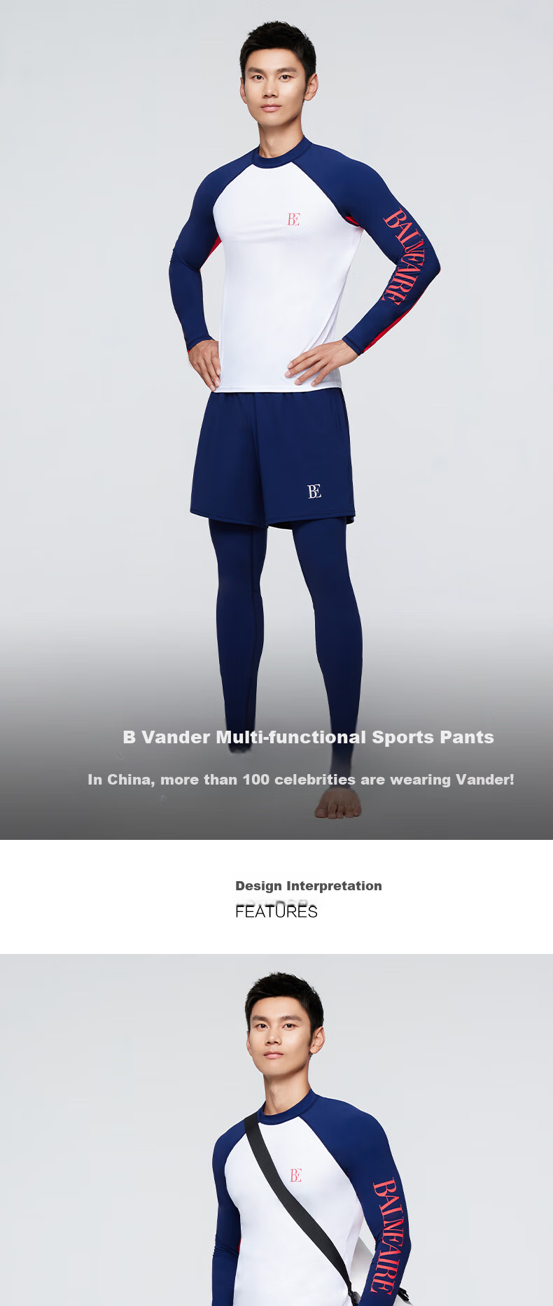 BALNEAIRE Men's Trousers, Fashionable Sun Protection Quick-Dry Beach Hot Spring Surfing Suit, Sports Fitness 2025 New Style 50310 L 1