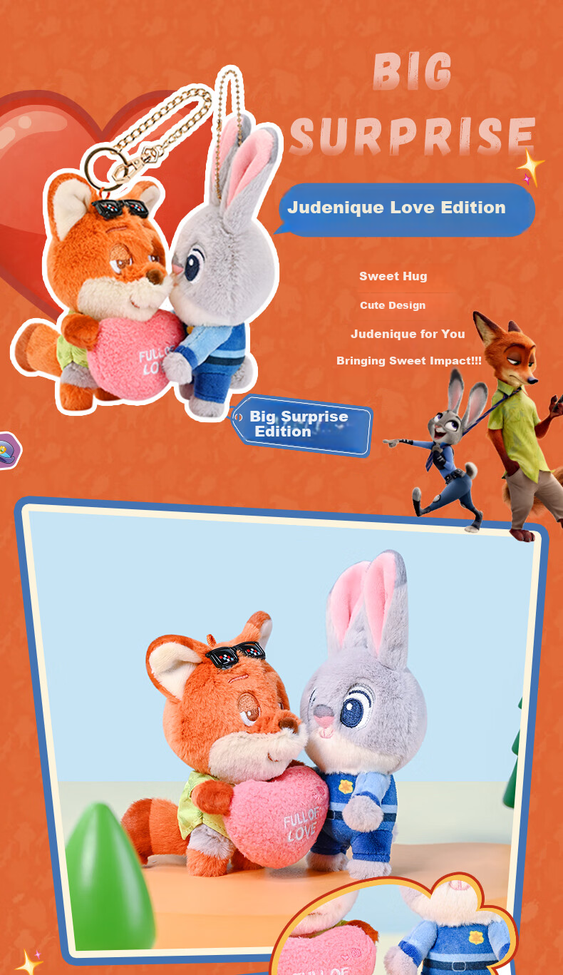 Disney, Zootopia Blind Box Sweet Strike Series Doll Plush Toy Pendant, Gift for Boys And Girls, New Year's And Horse Year Present 10