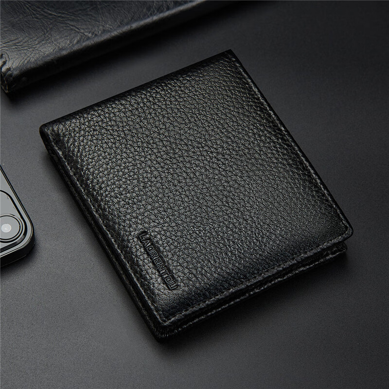 Old Man Head Men's Short Business Wallet First Layer Cowhide Horizontal Bi-Fold Coin Purse Card Holder Money Clip Christmas Gift