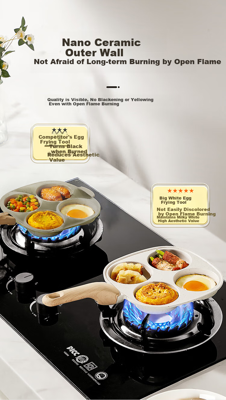 COOKER KING Breakfast Essential: Pancake Maker, Egg Frying Pan, Burger Pan, Four-Hole Breakfast Griddle, 18cm 3