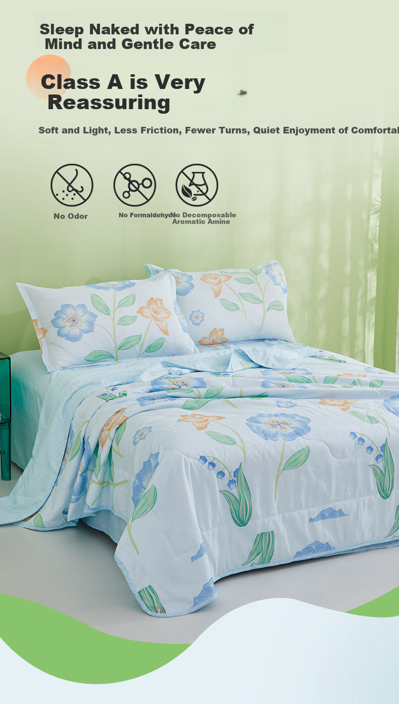 Hengyuanxiang Summer Cooling Quilt, Class A Antibacterial, 20% Soybean Fiber, Washable Air Conditioning Quilt for Summer, Wengchun 160*210cm 1