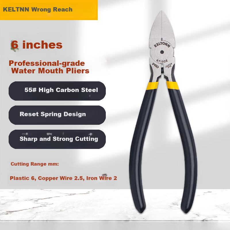 KELTONN Diagonal Cutting Pliers, 6-Inch Wire Cutters, Electrician's Pliers, Industrial-Grade Pliers, Side-Cutting Pliers, Wire Stripping Pliers for Home Use
