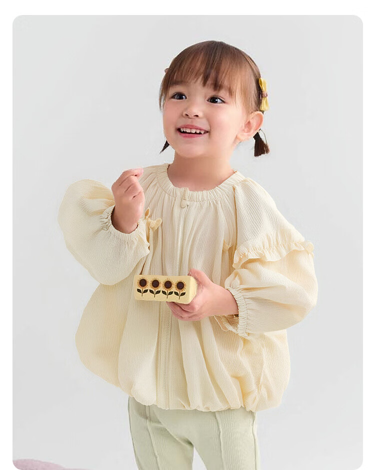 BALABALA Children's Outerwear, Girls' Coat, Puff Sleeve Top, Autumn Wear, Bow Tie Sweet Style, 209325105001 9