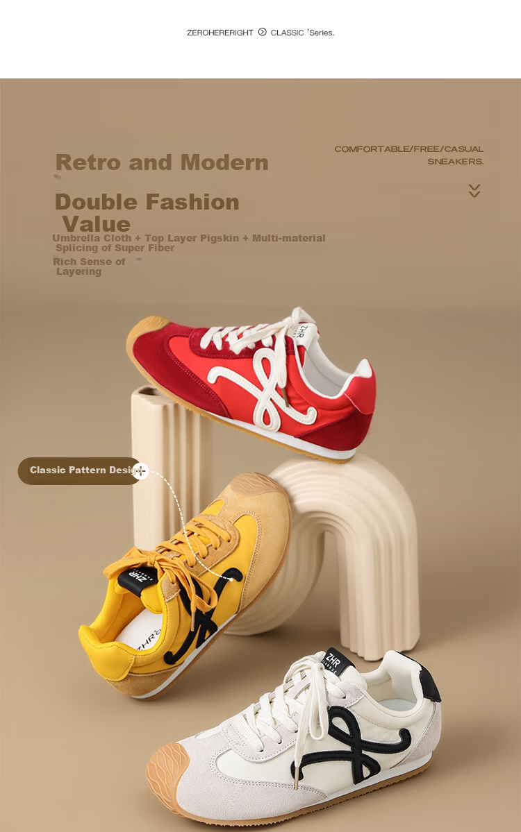 ZHR Dexun Women's American Retro Sports Casual Shoes, Low-Top Soft-Soled Patchwork Women's Sneakers, QT32 Lemon Yellow, Size 38 3
