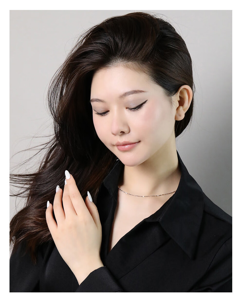 Laoyinjiang Silver Necklace without Pendant, S925 Silver Chain for Women, Simple Bare Chain, Versatile And Fashionable Collarbone Chain for Ladies 11
