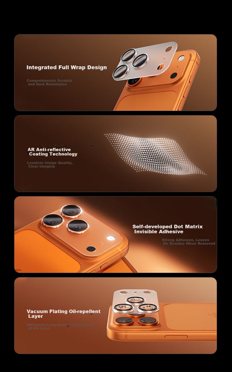 Benks [AR Enhanced Transparency], Suitable for Apple 17 Lens Film, IPhone 17/16 Rear Camera Full Transparency Wear-Resistant Anti-Scratch Integrated Protective Film 3