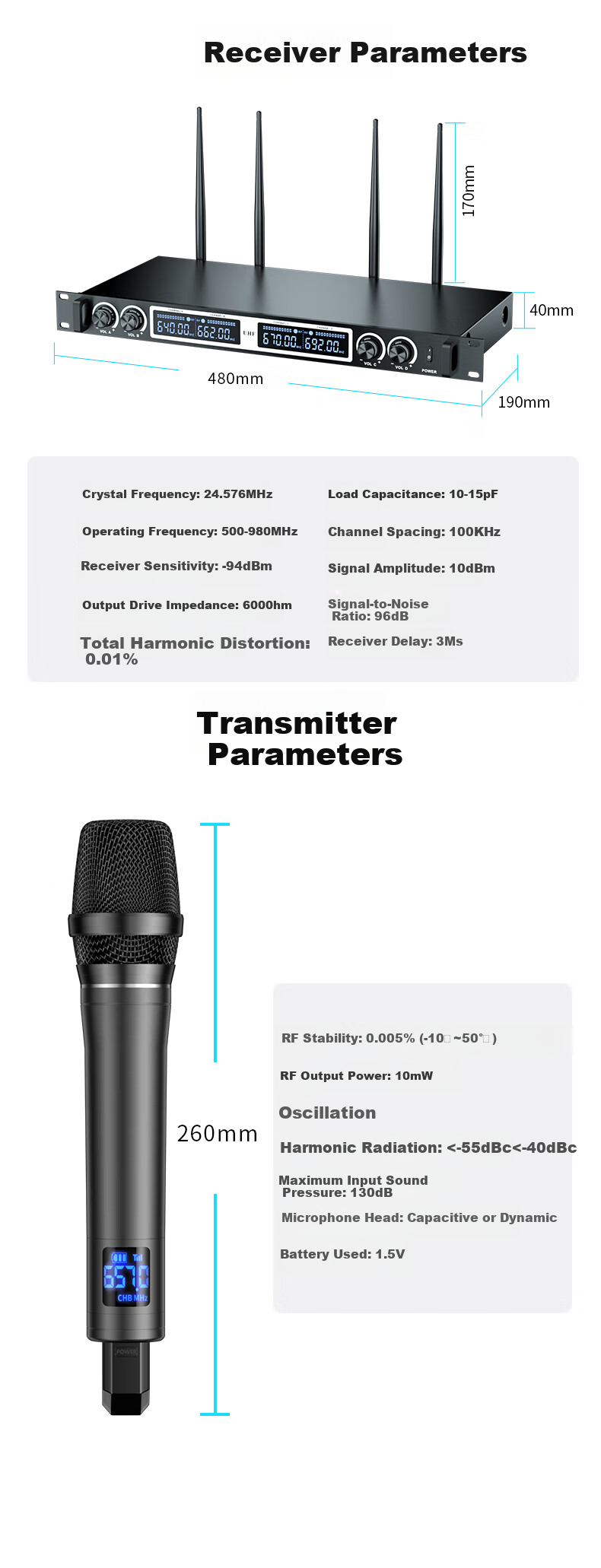 SAST OK-186 Wireless Microphone UHF Band for Home KTV Singing, Stage Hosting, Lecturing, Karaoke, Conference, Speaker System, Amplifier, FM Universal One-To Microphone 10