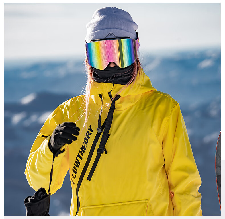Flow Theory Ski Goggles Double-Layer Anti-Fog Windproof Magnetic Coating Unisex Ski Glasses Protective Eyewear Iridescent Purple 2