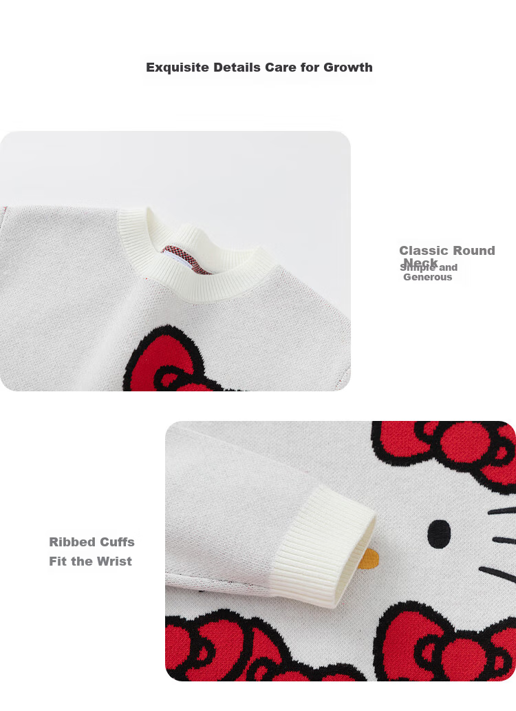 BALABALA [HelloKittyIP] Girls' Sweater, Spring And Autumn Knitted Cardigan, Cute And Sweet for Greeting Visits 4