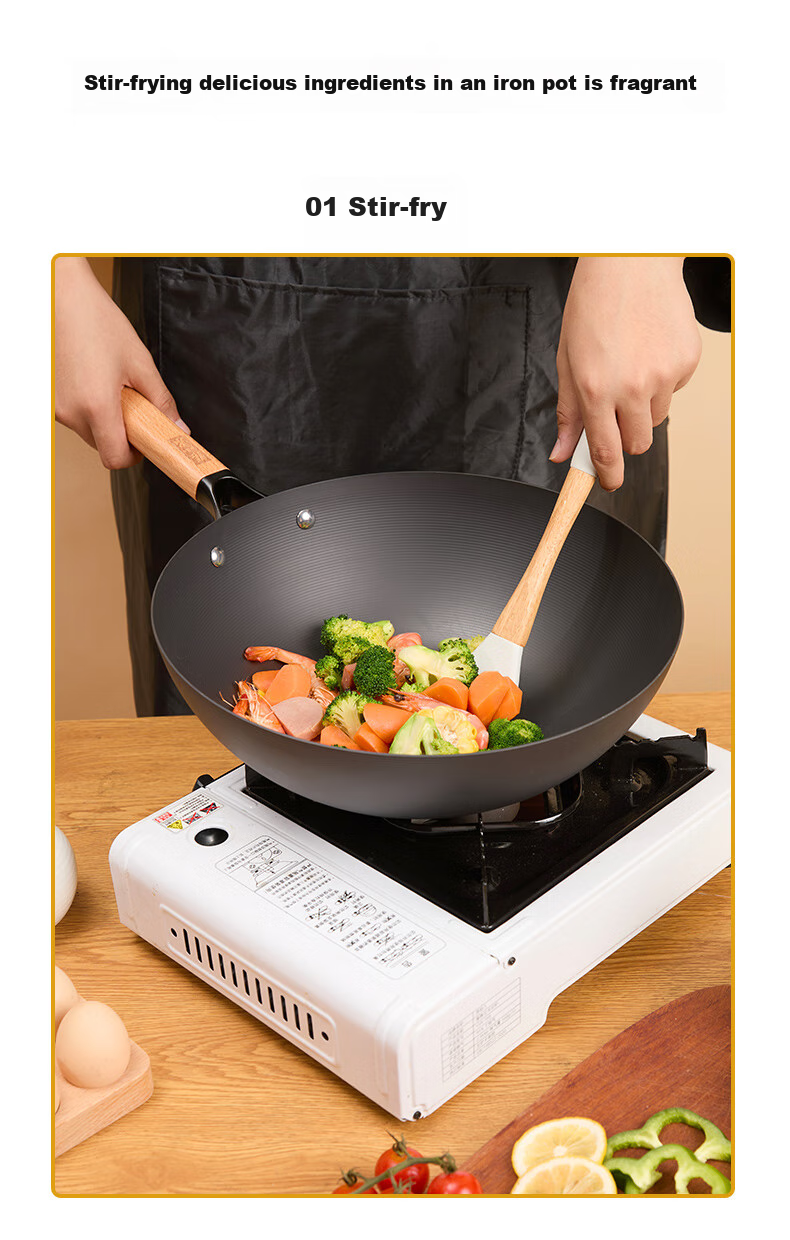 Zhangxiaoquan Iron Series Non-Stick Wok Pan for Home Cooking, 32cm C32890100 5