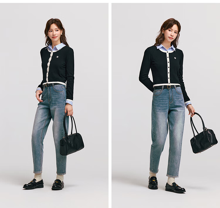 Semir Senrou | Women's Jeans, Winter Fleece-Lined, Distressed Tapered Pants, Comfortable Retro Long Trousers, 103724124004 12