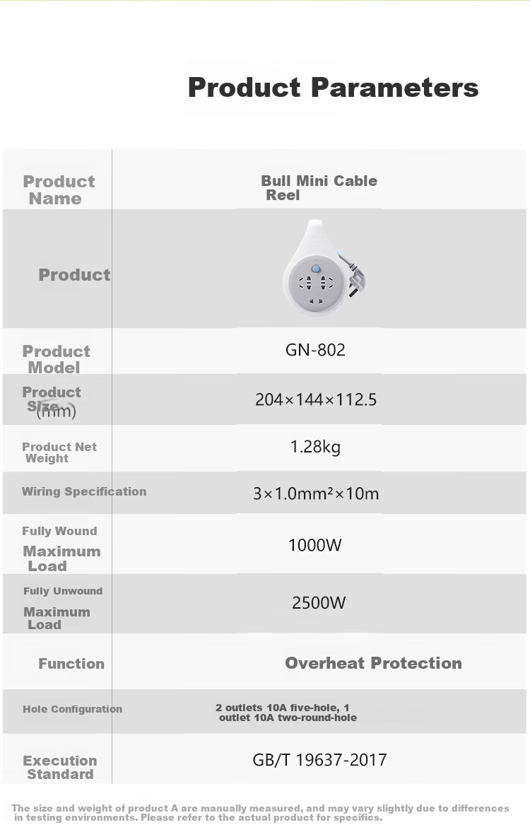 BULL Overheat Protection Cable Reel Socket/power Strip GN-8030, 4 Outlets, 30 Meters Cable Reel, for Engineering Use 16