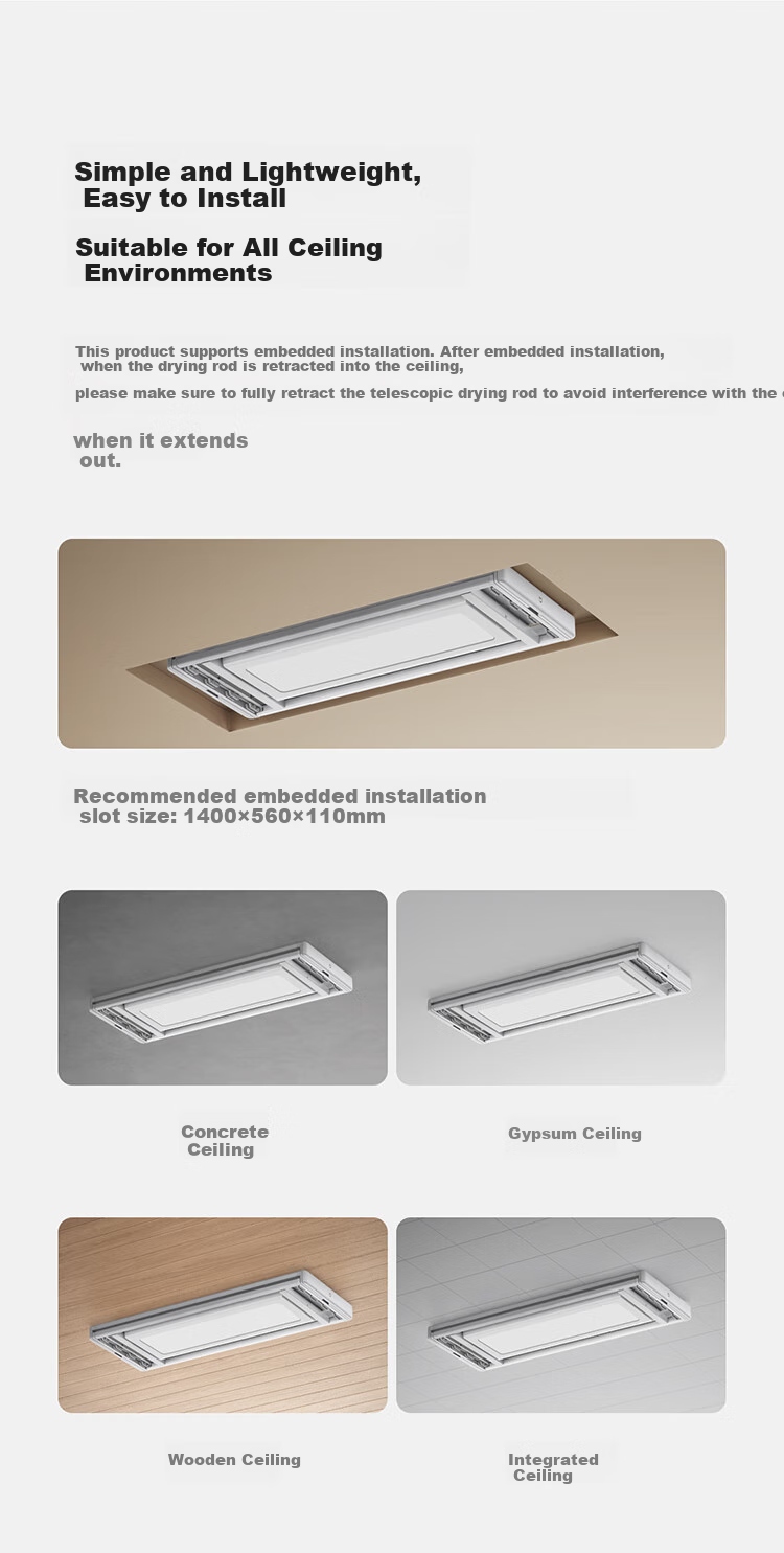 Mijia Smart Clothes Drying Rack 2 Pro [Subsidies], Xiaomi Electric Invisible Clothes Drying Rack, 3D Curved Dome Light 15