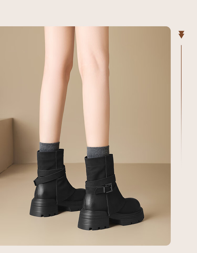 ZHR [Xu Ruohan Same Style] Women's Winter Thick-Soled Martin Boots Versatile Pant Leg Snow Boots KN261 Brown Size 35 10