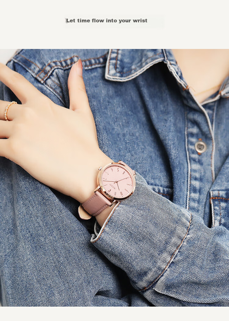 Julius Women's Watch, Fashionable Korean Style, Casual Large Dial Quartz Waterproof Ladies Watch for Students And Women, Pink JA-1017D 5