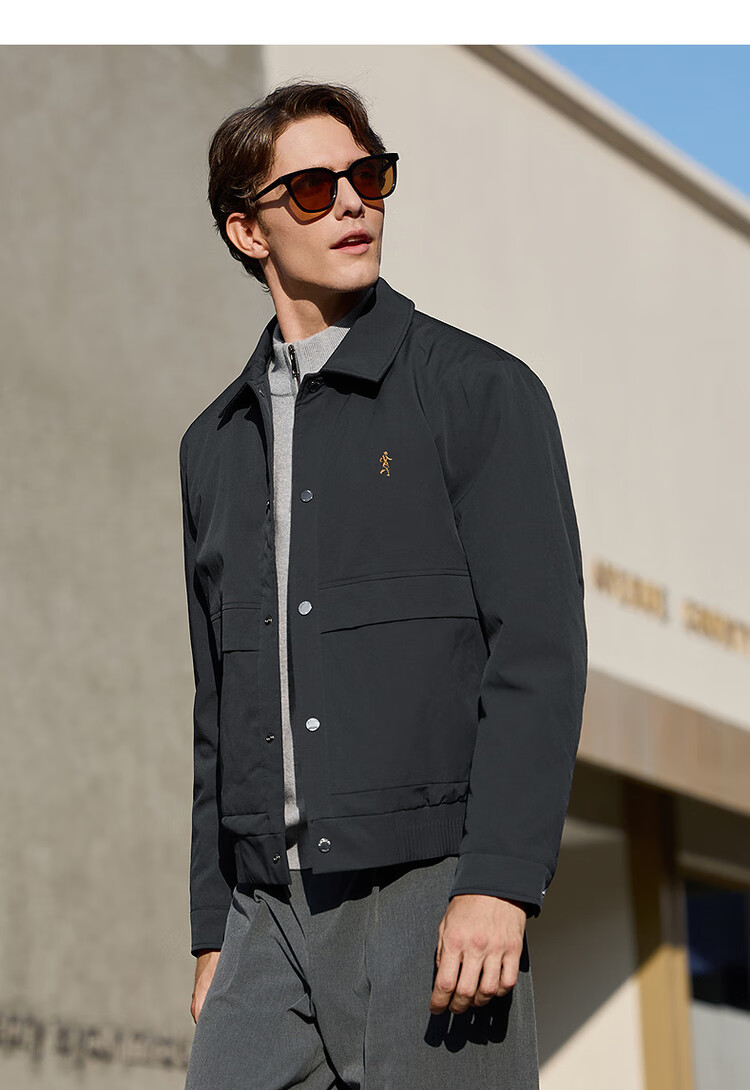 DANCING WOLVES [90% Duck Down + Graphene] Autumn Winter Lapel Workwear Men's Down Jacket 101 Navy Blue 190 2