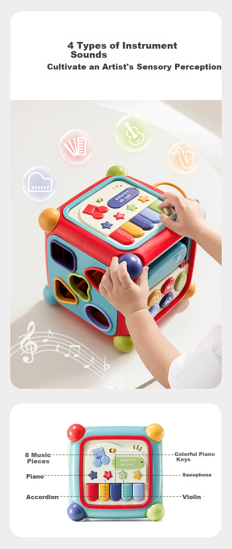 Babycare Six-Sided Box Multifunctional Baby Toy, Shape Matching Cognitive Building Blocks House, Koni Lain'er Children's Birthday And First-Year Gift 5