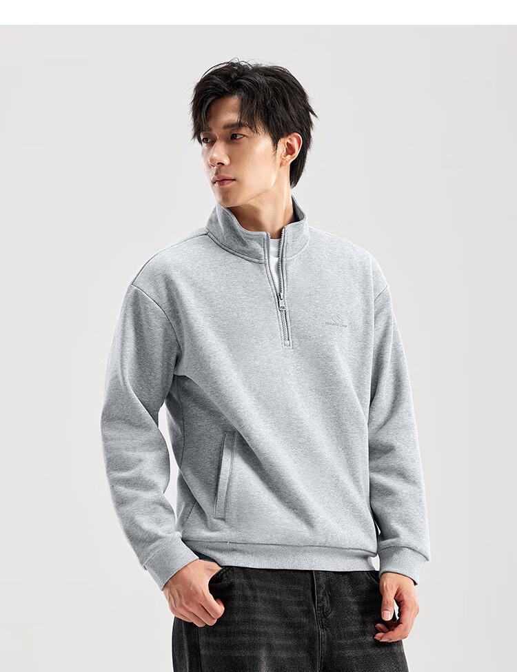 Pioneer Camp Fleece Lined Loose Fit Men's Stand Collar Autumn Winter New Thickened Warm Half-Zip Pullover Jacket 2