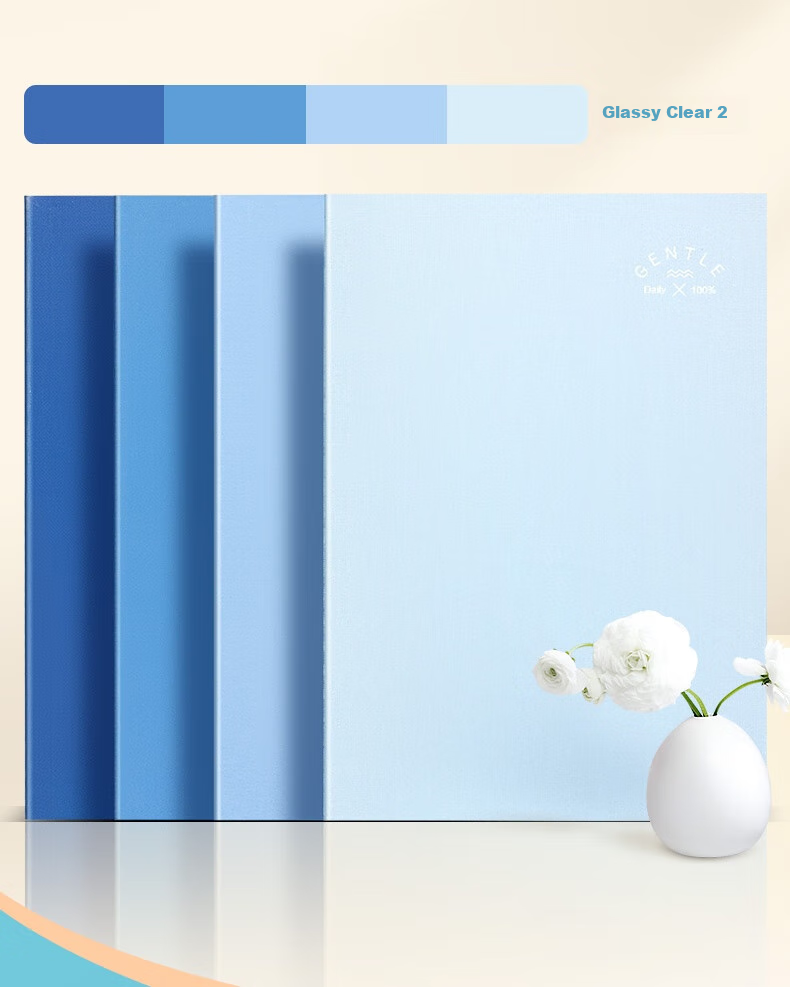 Deli Notebook Artistic Line Binding for Middle School Students, High School Students, And Postgraduate Entrance Exam Sewn Notebook Diary Thick Soft Cover Note-Taking Book 4-Pack [Glass Clear 2] 13