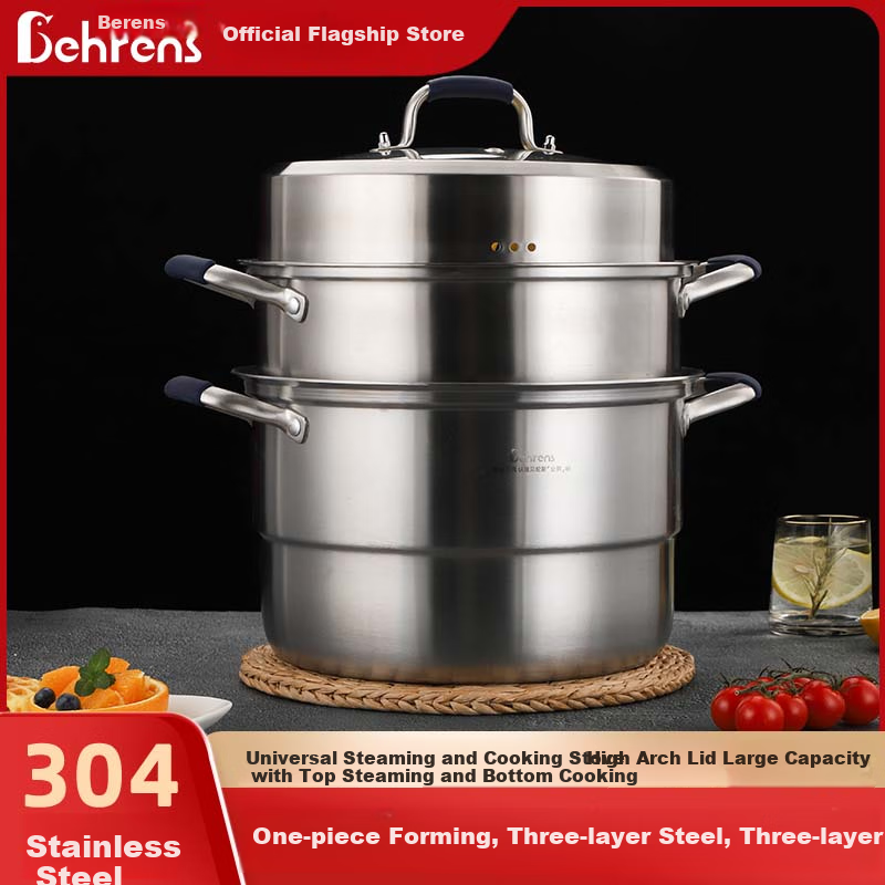 Beilunsi 304 Stainless Steel Steamer Pot for Gas Stove And Induction Cooker, Suitable for Steaming Buns, Mantou, And Dumplings, Dual-Purpose Steaming And Cooking, Thickened Three-Layer Design for Home Use