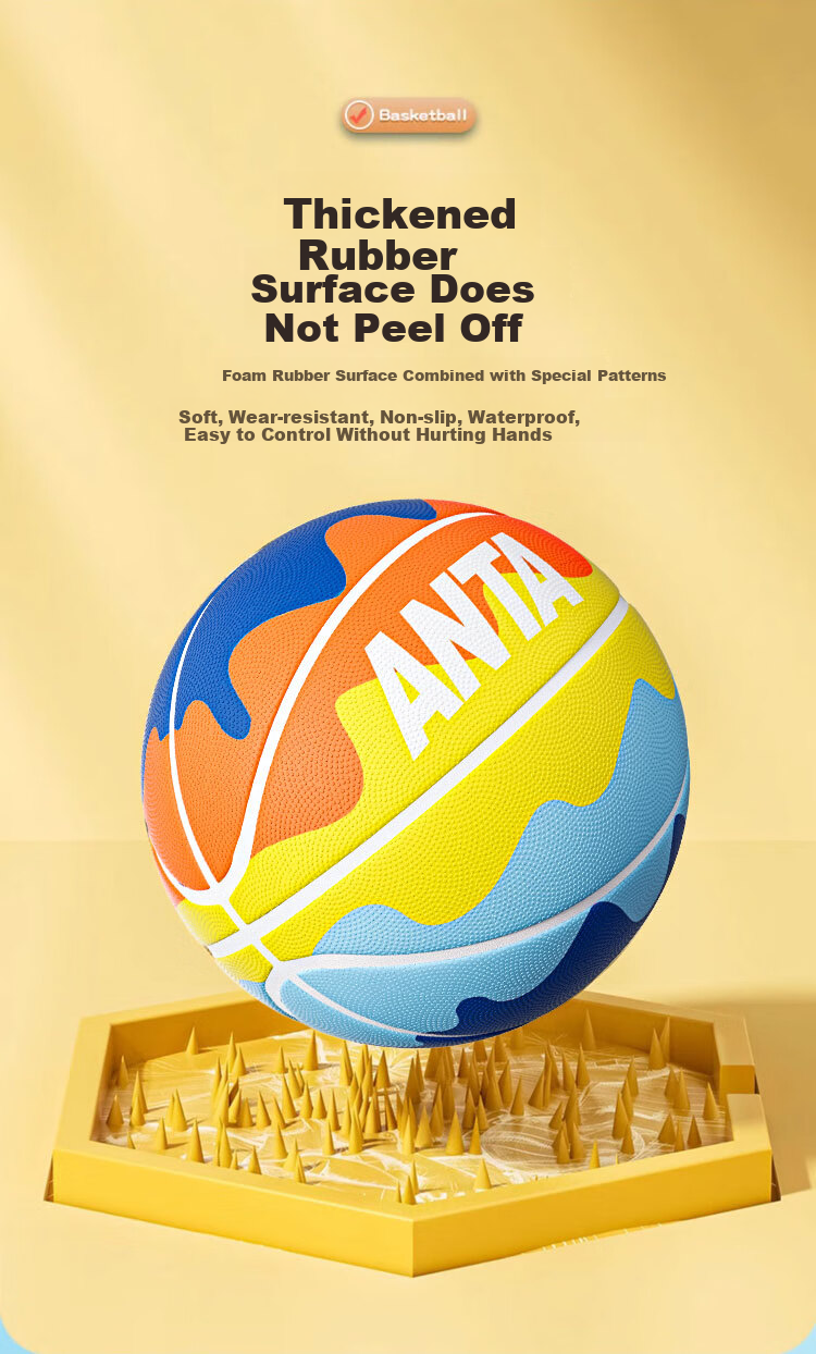 ANTA Basketball for Kids Size 5, Preschool And Elementary School Students, Youth Indoor And Outdoor Wear-Resistant Rubber Size 7 Basketball, Colorful Blue Size 7 5