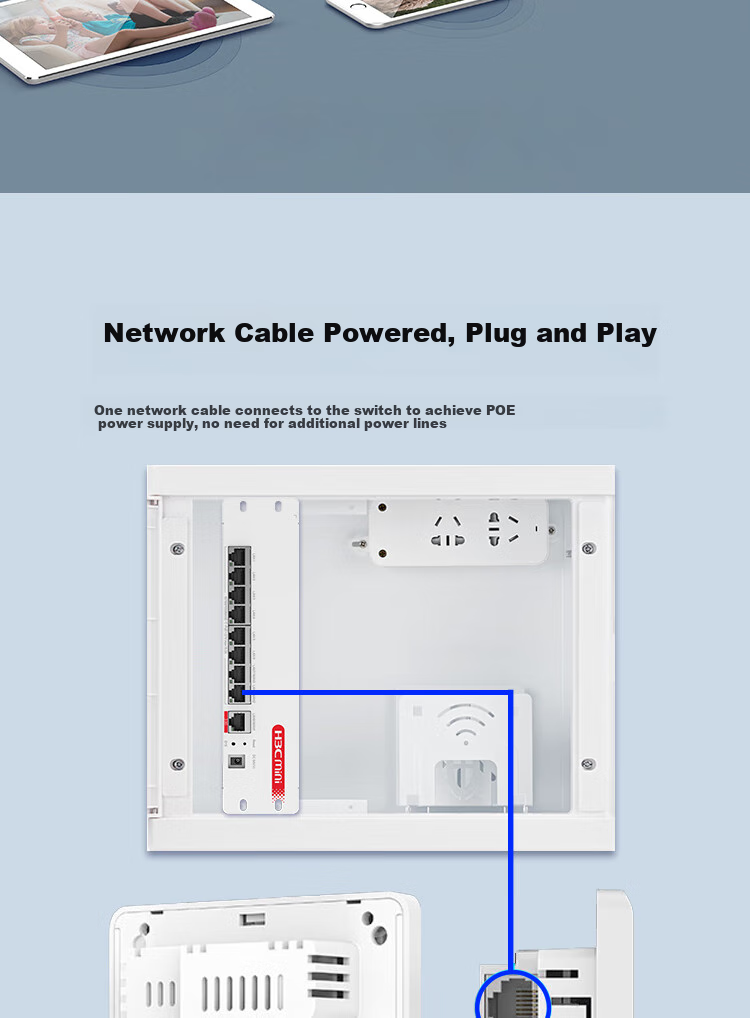 H3C AP Panel Whole-House WiFi 6, 1500M Dual-Band Gigabit, Commercial Use for Villas And Hotels, POE Power Supply, AC Management, Mini AP1500L-U Replacement for Mini A60-1500 8