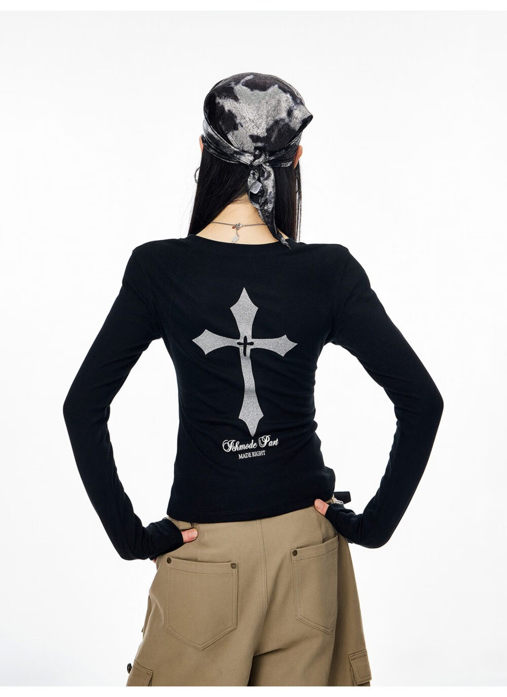 ICH MODE American Style Cross Shoulder Long Sleeve T-Shirt Women Spring Summer New Slim Fit Off-Shoulder Top White S 20