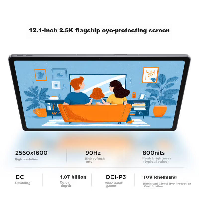 Lenovo Xiaoxin Tablet, 12.1-Inch 2.5K Ultra-Clear Display, 10000mAh Long Battery Life, Entertainment And Learning, Flagship AI Performance, 8+128GB Gray