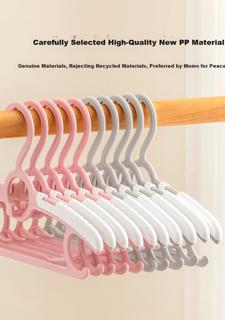 JD Original Children's Clothes Hangers, Extendable And Stackable, Baby Non-Slip Hangers for Drying Clothes, Gray, 10 Pieces 3