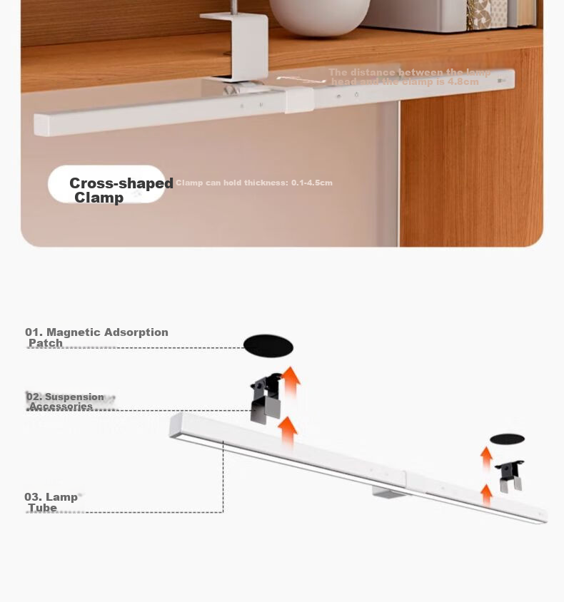Dpdupi Depu Eye Protection Lamp Desk Lamp Study Reading Homework Eye Care Student Children National AA Clip-on Smart Bookshelf Lamp 11
