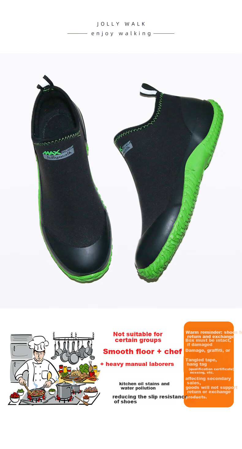 Jolly Walk Water Shoes Rain Boots Low-Top Waterproof Overshoes Rubber Shoes Low-Cut Rain Boots Water Boots for Men And Women, Green, Size 35 5