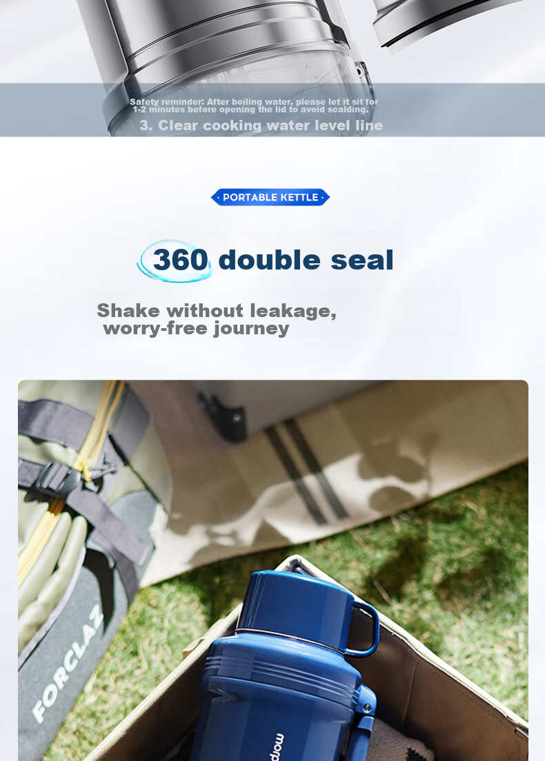 Morphyrichards Portable Electric Kettle, Large Capacity Household Water Boiler, Outdoor Travel Vacuum Insulation Stainless Steel Anti-Scalding Water Cup, Electric Hot Water Pot MR6061 Blue One's Member 12
