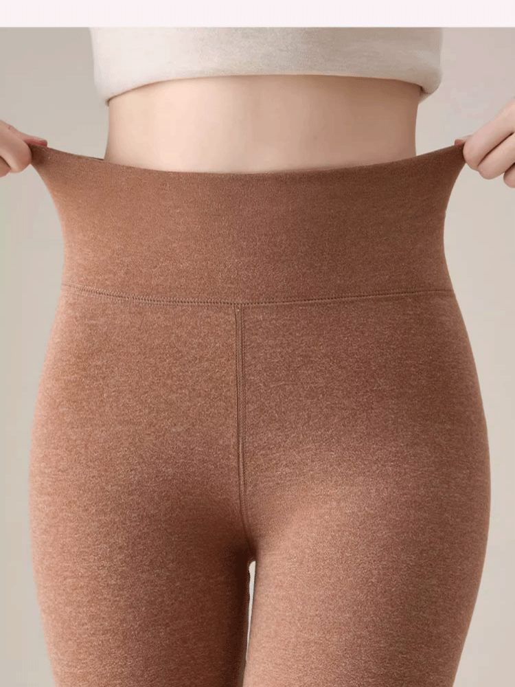 Ziyouxi Women's Autumn Winter High-Waist Thermal Wool and Silk Antibacterial Fleece-Lined Leggings 10A 9