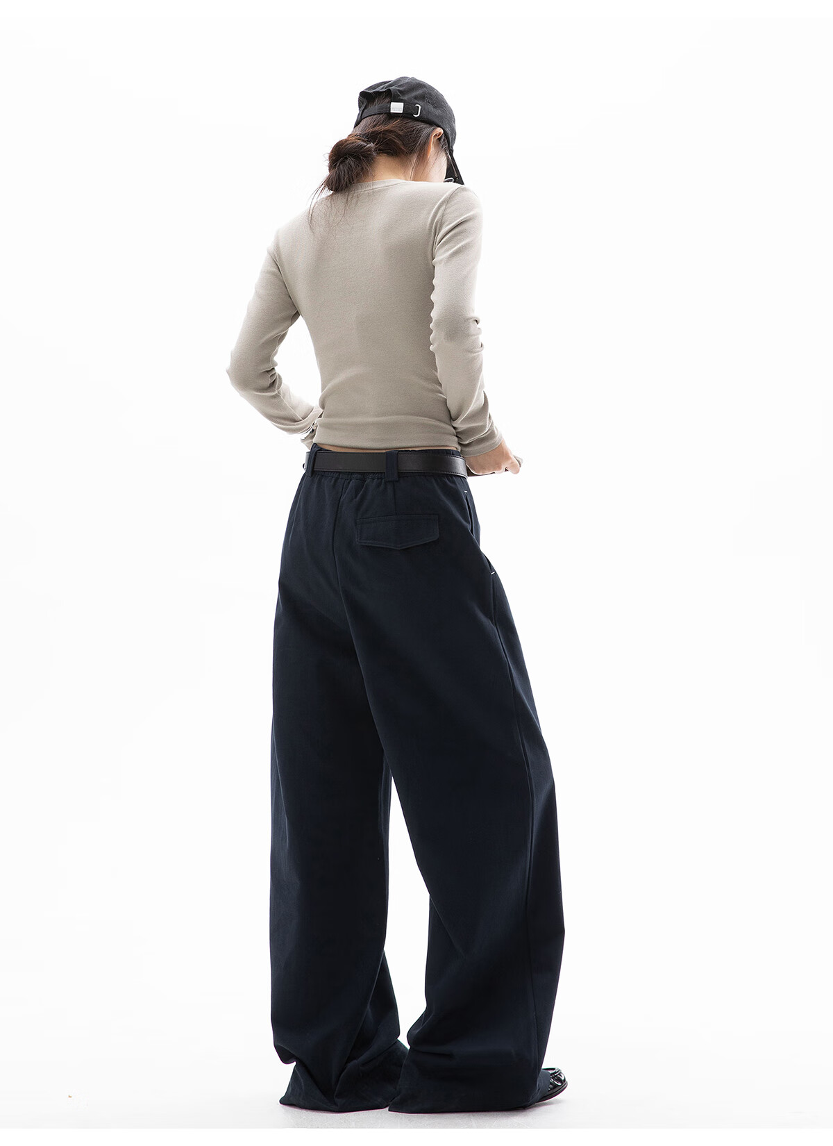 ICH MODE Women's American Style Straight-Leg Dress Pants Autumn Winter New Loose Wide-Leg Suit Trousers Casual Khaki Pants Khaki M 29