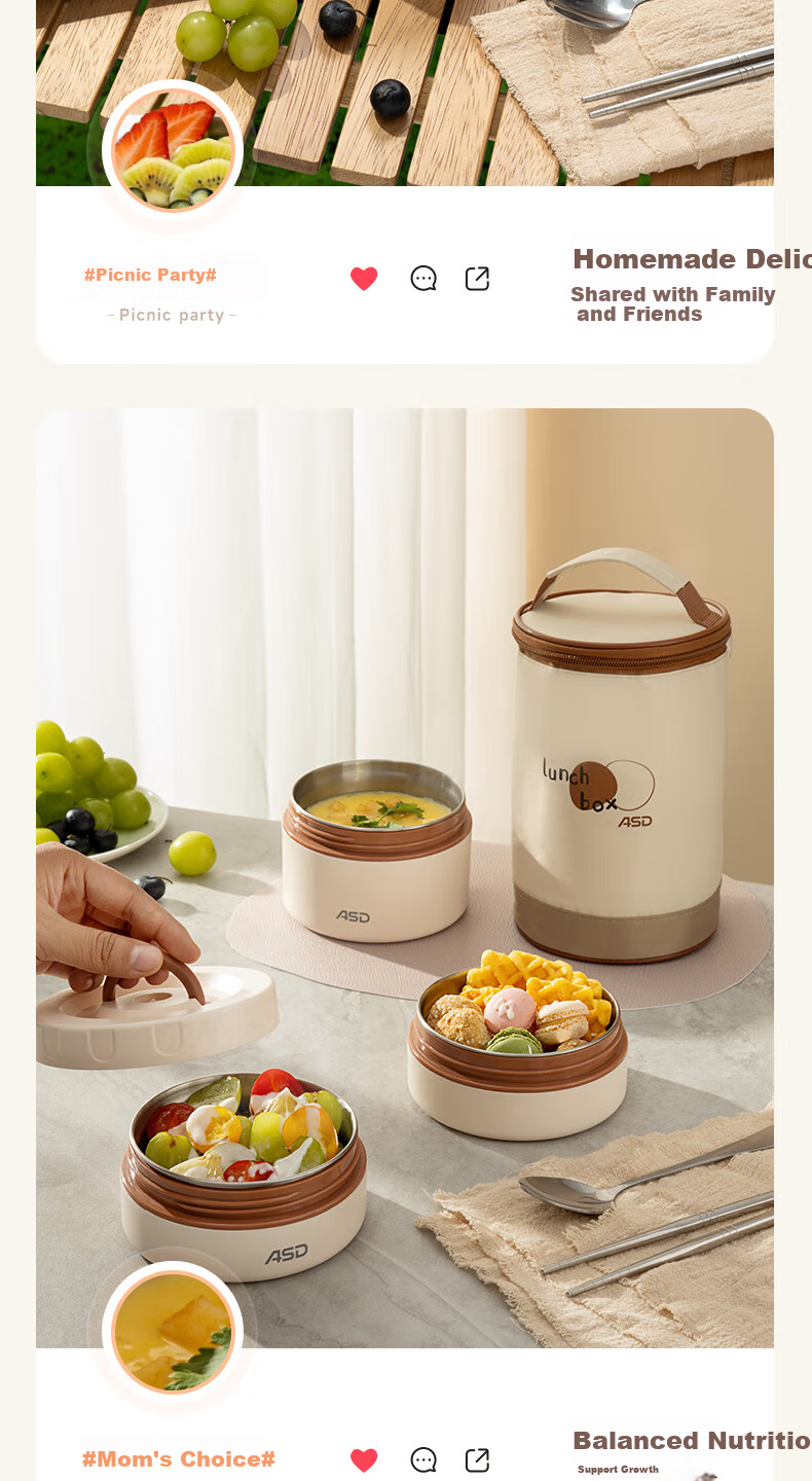 ASD Lunch Box Set, Microwave Safe, for Office Workers And Students, Portable Meal Container, 3-Piece Set RWS03H10WG 11