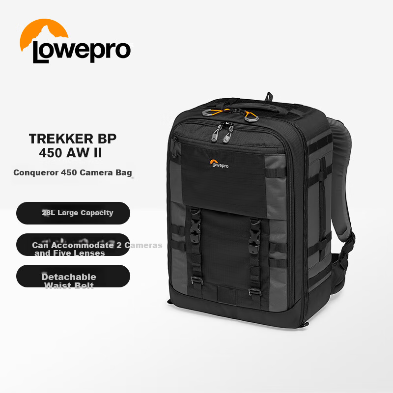 LOWEPRO Leshebao Zhengfu Zhe Pro Trekker BP 450 AW II DSLR Mirrorless Camera Bag, Backpack Photography Bag, Large Capacity Drone Stabilizer Backpack LP37269-GRL
