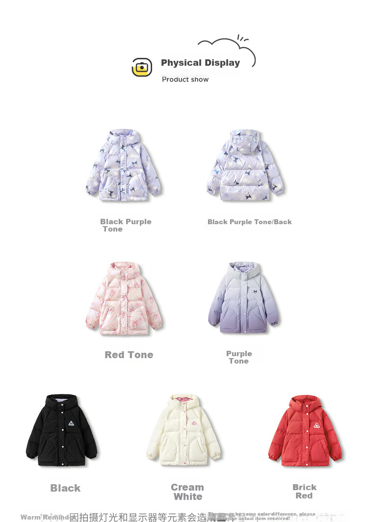 BALABALA [hellokittyIP] Girls' down Jacket Winter Coat Sanrio Outerwear Protective And Warm Fashio 14