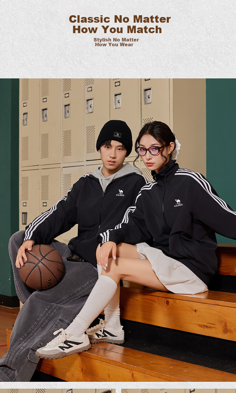 CAMEL Campus Style Windbreaker, New Autumn Men's And Women's Casual Versatile Youth Trendy Stand-Collar Top, Sports Lightweight Jacket 15