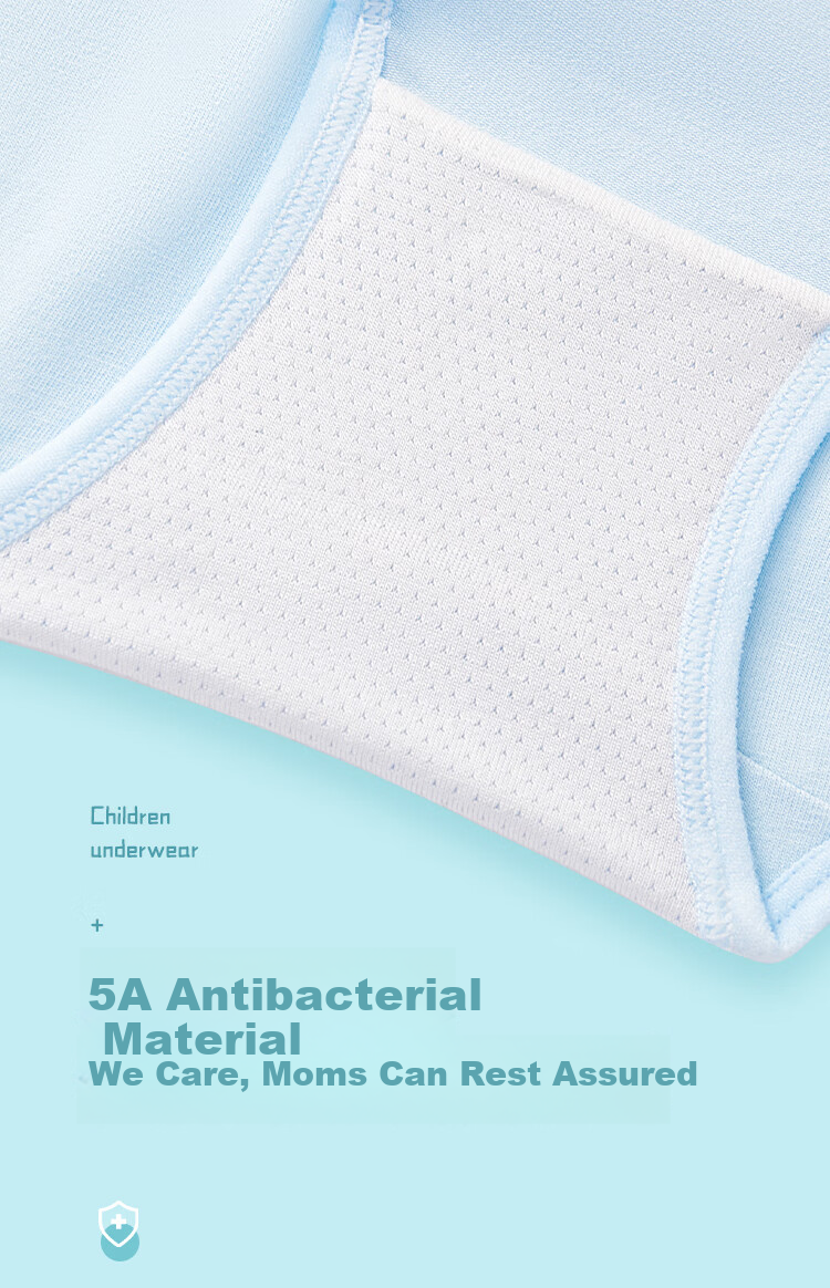 LangSha Children's Underwear, Girls' Panties, 5A Antibacterial, Teenage Developmental Period Triangle Briefs, 4-Pack, Blue Puppy Design, Size 140 4