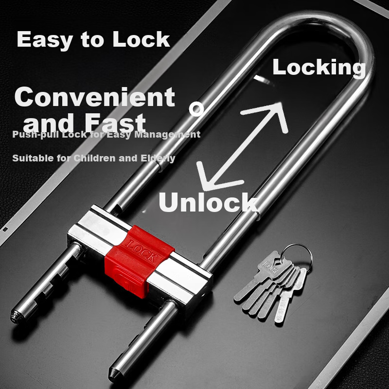 Chugong U-Shaped Lock Double Glass Door Lock C-Grade Lock Cylinder Anti-Shear Anti-Theft Lock Motorcycle Electric Scooter Lock 420 3