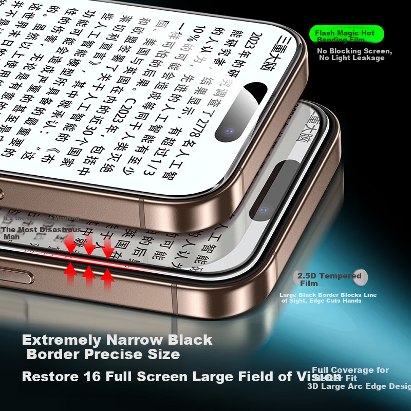 Защитное стекло SmartDevil для Apple iPhone 16 Pro Max, 3D горячая гибка, 0.18 мм, ультратонкое, HD, антипылевое, 2 шт.
